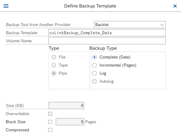 MaxDB complete data backup template from DB13