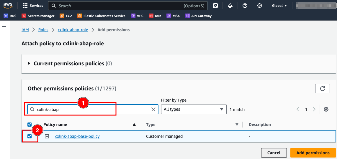 AWS IAM Role select policy