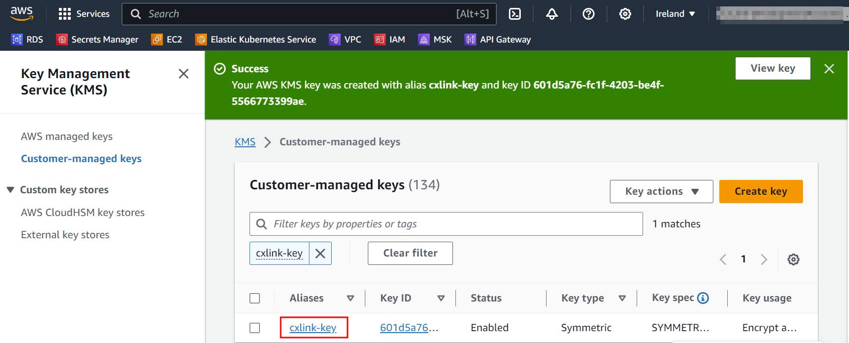 AWS KMS Key List